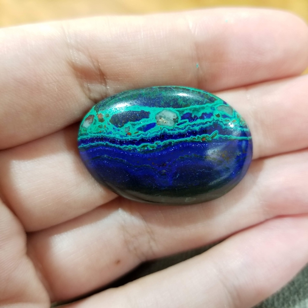 Large Azurite and Malachite Cabochon Oval Beauty